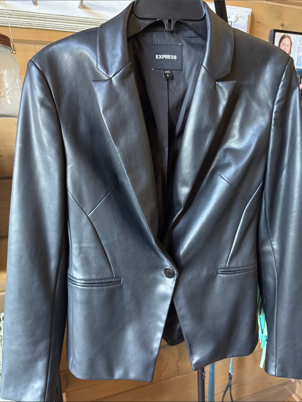 Express Black Faux Leather Blazer
